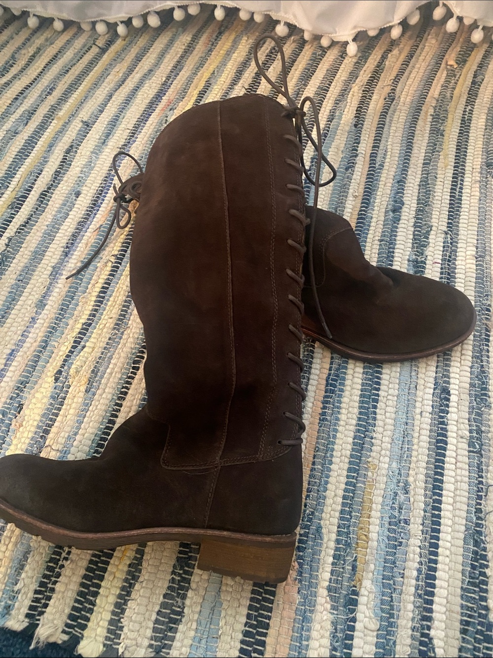 Sofft Dark Brown Suede Lace-Up Knee Boots